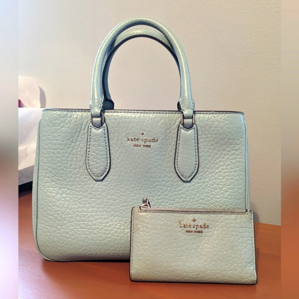 Kate Spade Leighton Small Satchel and Wallet in Light Blue